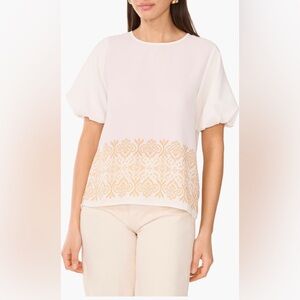 Vince Camuto Embroidered Puff
Sleeve Top